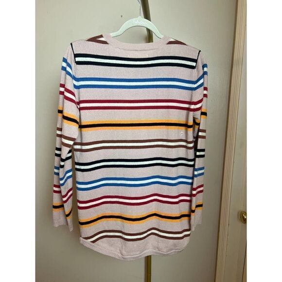 CASHMERE Chinti and Parker Multicolor Striped Sweater Shoulder Buttons Sz. S - Picture 7 of 10